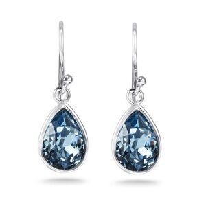 Sterling Silver and Blue Crystal Teardrop Earrings NEW